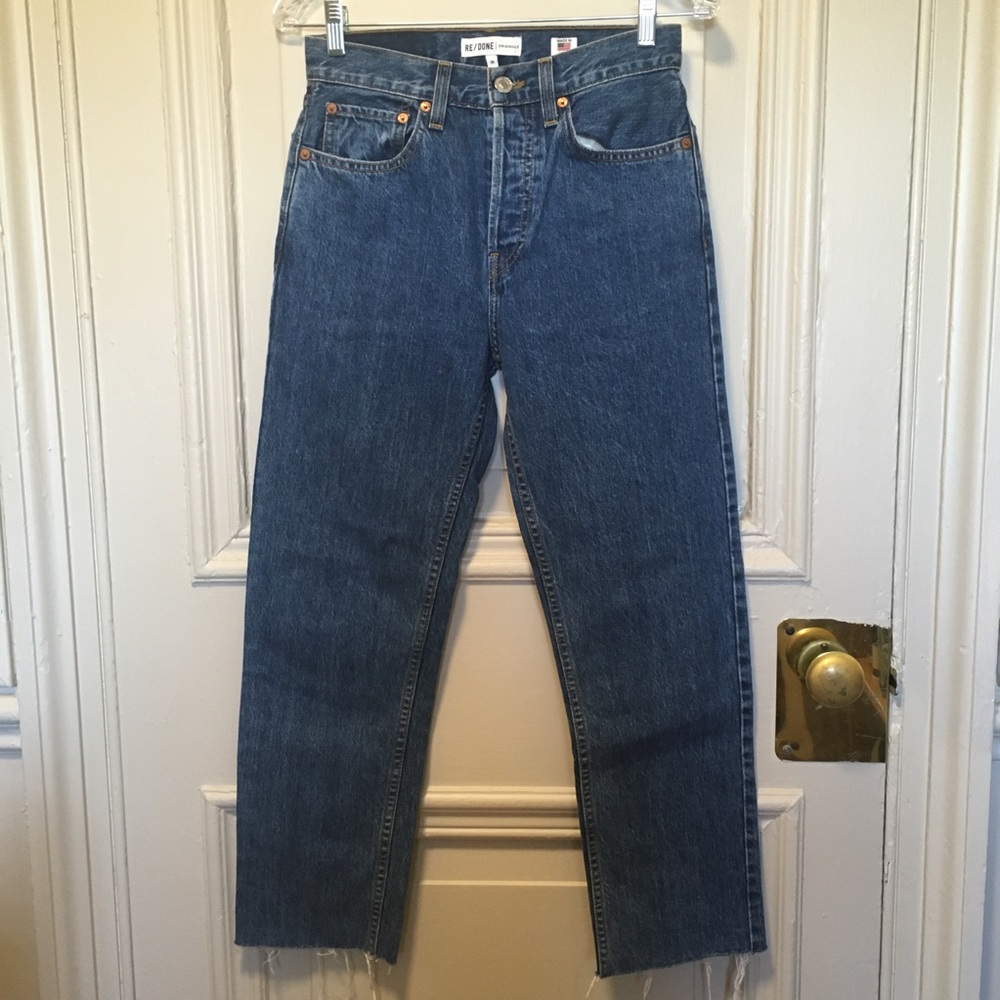 EUC Re/Done High Rise Stove Pipe Jeans